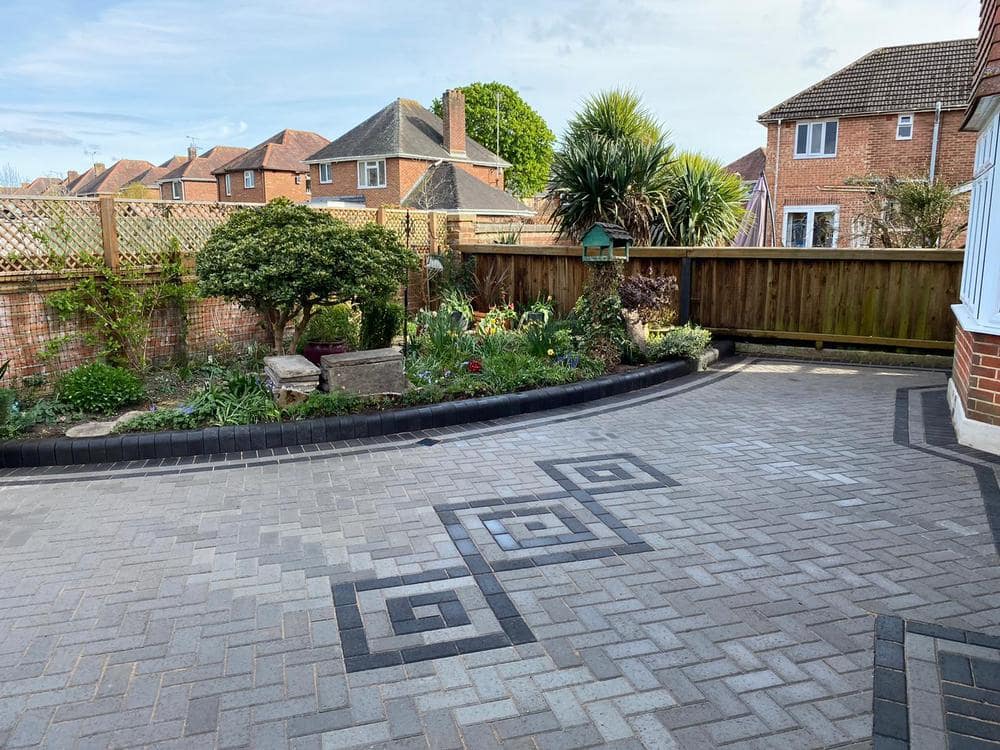 block paving square design dark and light surface for driveway